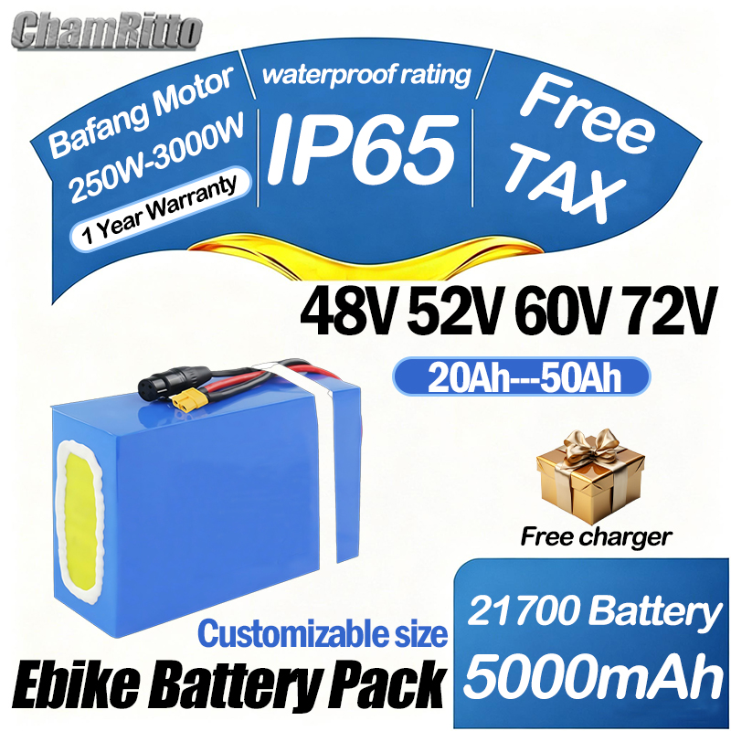 72V 50Ah 21700 Lithium Battery - 60V 72V 2000W ebike Elektrische Fiets