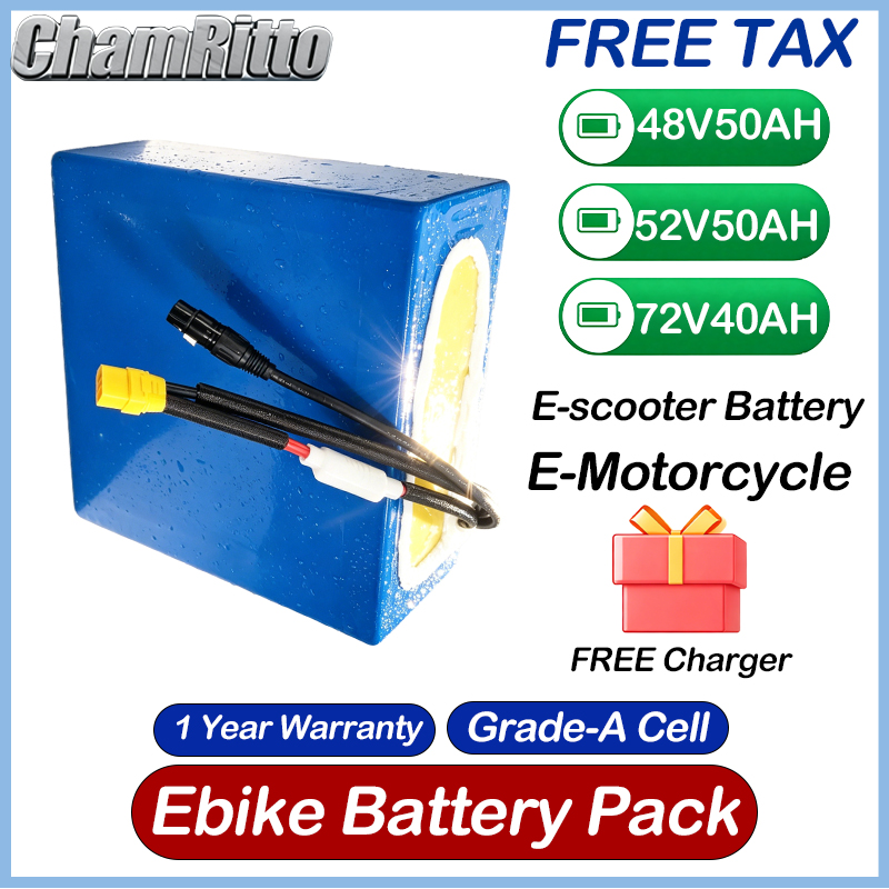 72V 50Ah 21700 Lithium Battery - 48V 52V 30ah 50ah Electric bike