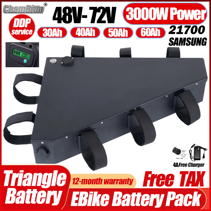 Electric Bicycle 36v 48v 52v 2 - 72V 50Ah 21700 Lithium Battery review and price